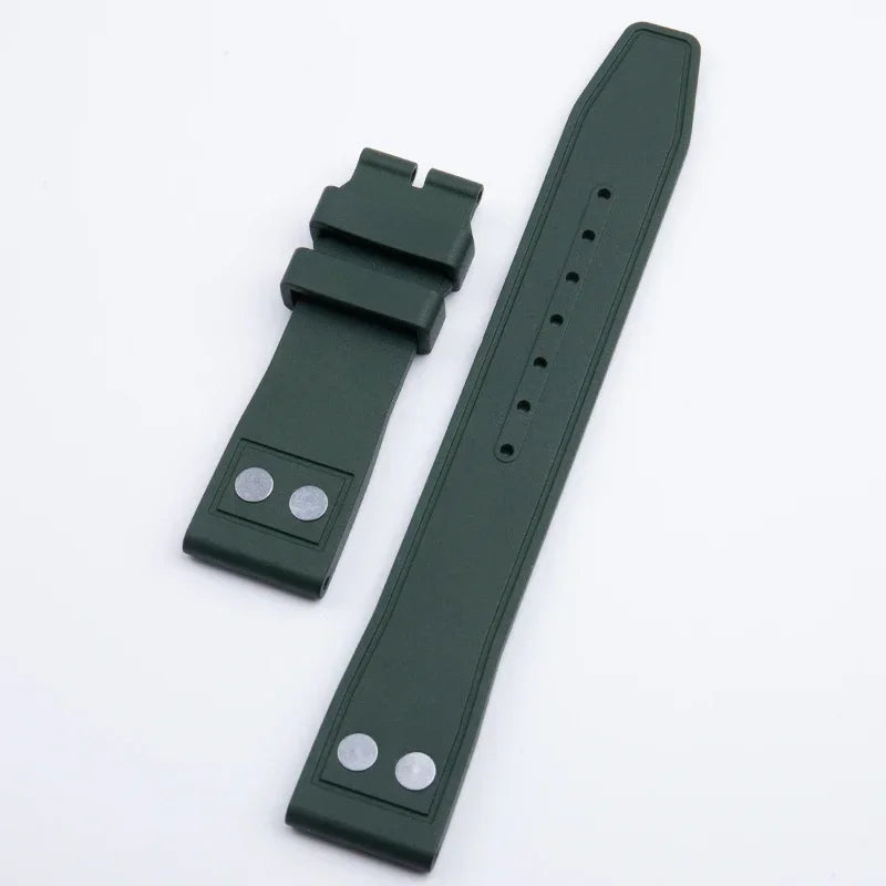 Universal Fluoro Rubber Watch Strap, 20mm 22mm, Universal Accessories for Tudor Black Bay GMT Pelagos Strap, Rivet Style, FKM Rubber Strap