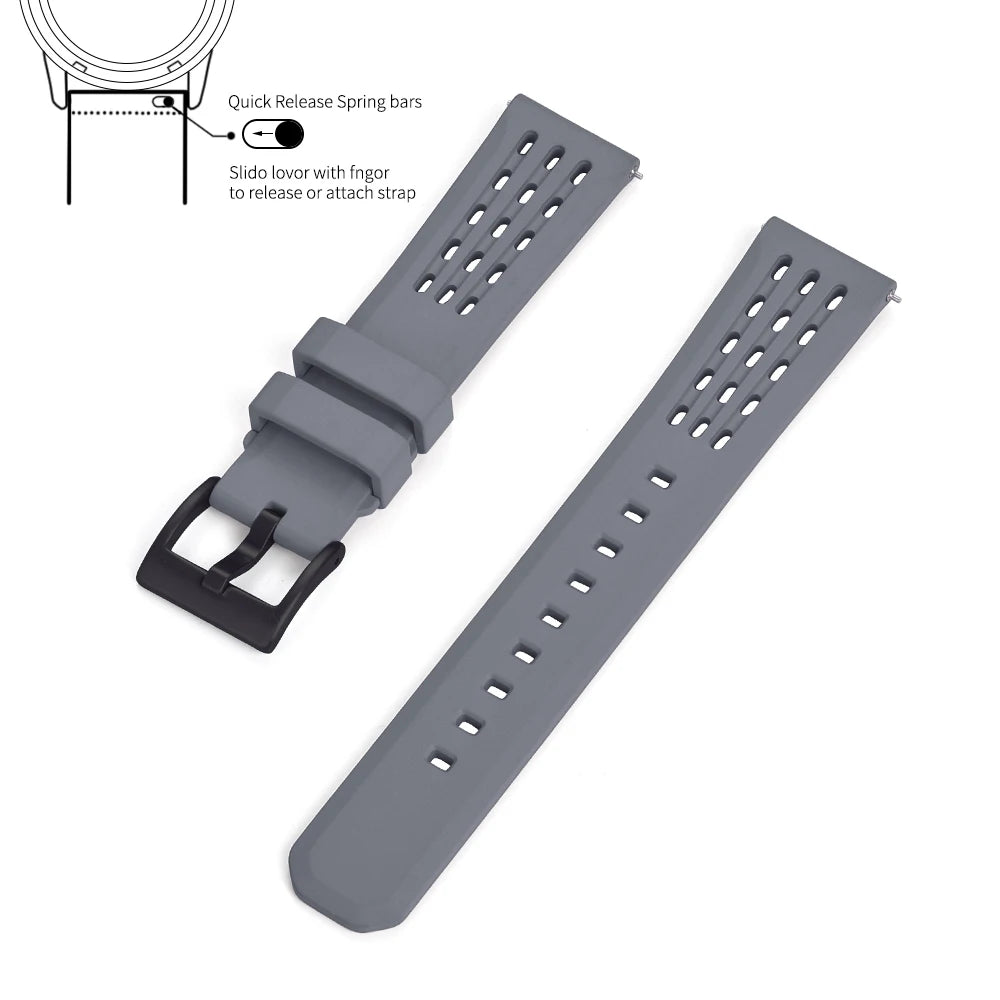Bracelet de montre en caoutchouc FPM FKM, 20mm 22mm, dégagement rapide, qualité supérieure, conception de Structure poreuse, bracelet de Sport Durable et confortable