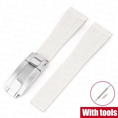    Bracelet en caoutchouc de 20mm pour Rolex GMT Daytona Submariner, étanche, extrémité incurvée en TPU, bracelet de montre de remplacement pour Omega X Swatch MoonSwatch