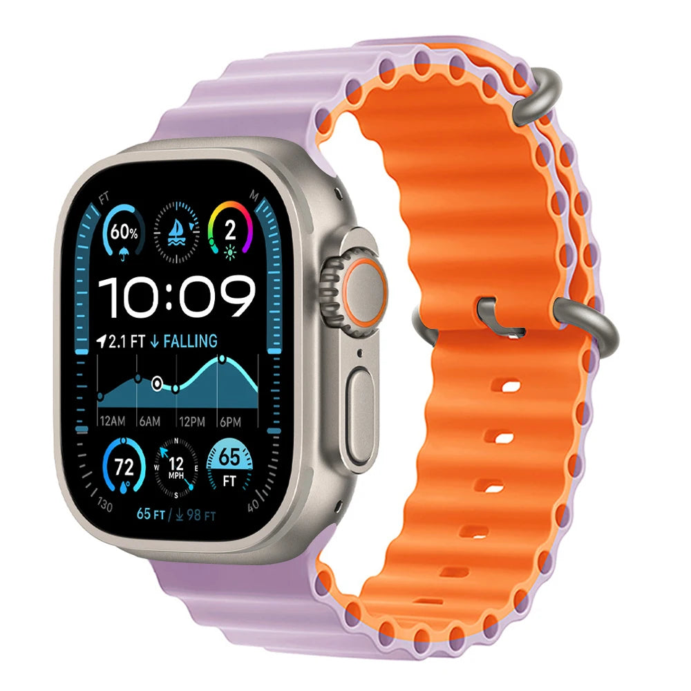 Bracelet Ocean pour Apple Watch Ultra 3 2, 49mm 46mm 44mm 40mm 45mm 41mm 42mm, Correa Bracelet iWatch Series 11 10 9 SE 8 7 6 5 4