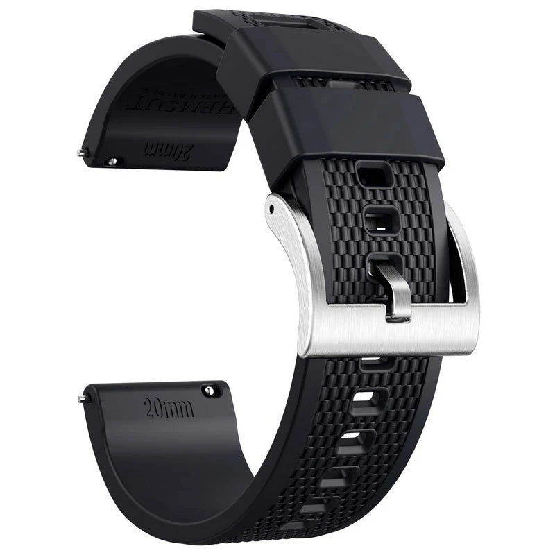 Hemsut Silicone Smart Watch Band, 18mm 20mm 22mm, Quick Release Rubber Watch Strap for Men and Women, Soft Replacement
