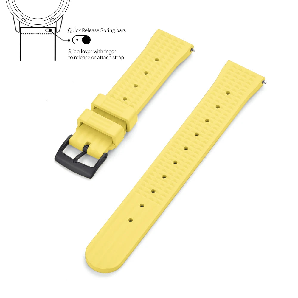 JUELONG – bracelets de montre en caoutchouc gaufré FKM, à dégagement rapide, étanche, Durable, en caoutchouc fluoré, 20mm 22mm, pour montre de plongée traditionnelle