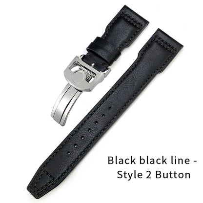 Bracelet de montre en cuir véritable de vache épais, 20mm 21mm 22mm, pour montres IWC Big Pilot IW3777 IW3270 IW3881 IW5009