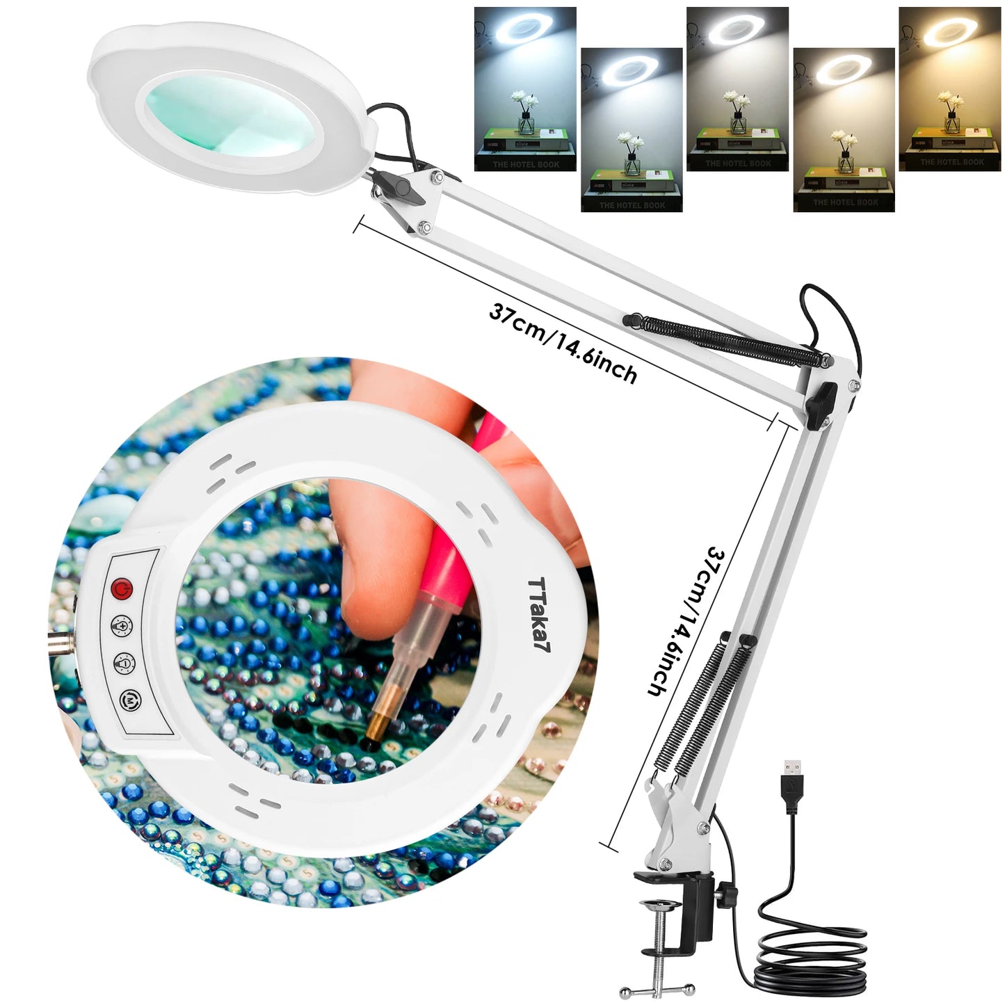 72 LED 8X/10X NEW Bright USB Magnifier 3 Colors LED Magnifier for Soldering Iron Repair/Table Lamp/Skincare Beauty