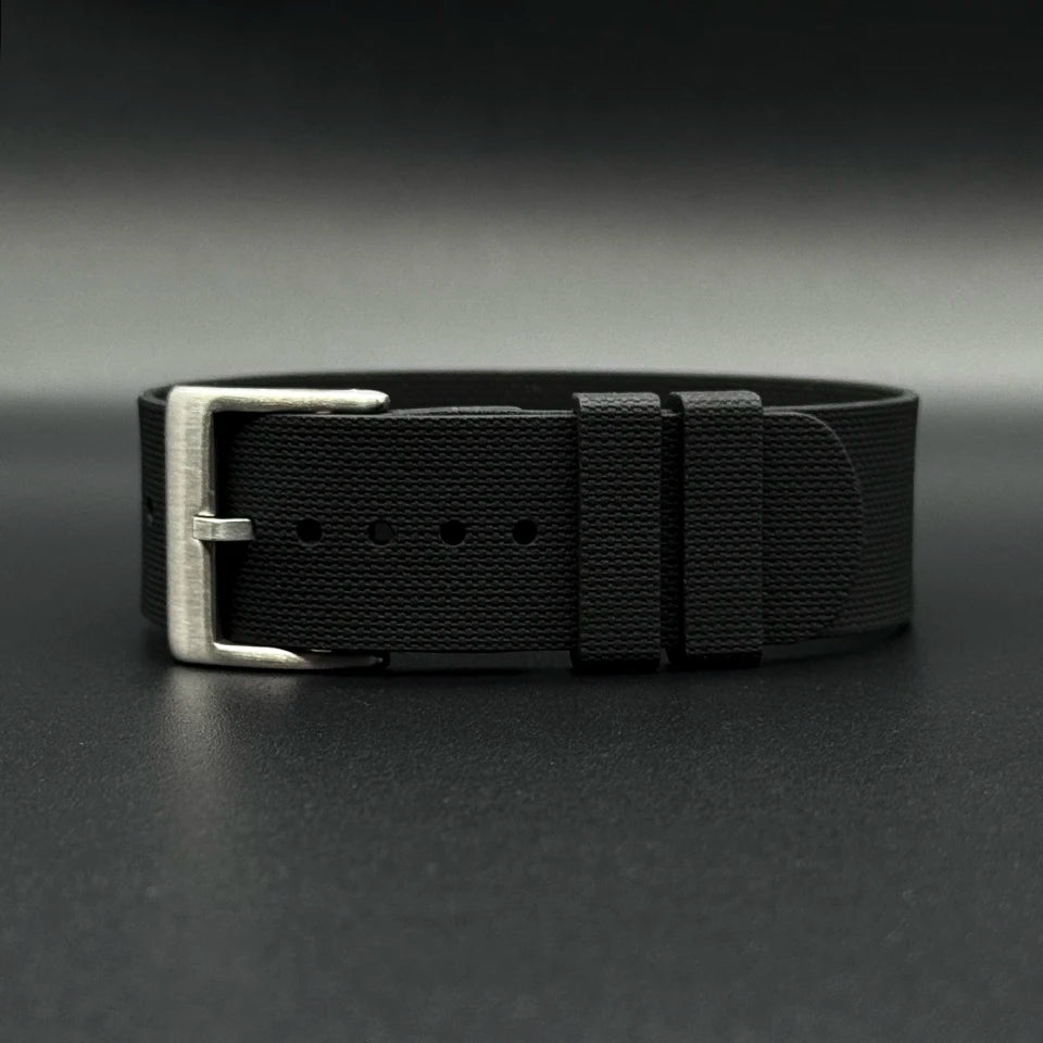 Bracelet de Montre Nato Caoutchouc Siliconé Boucle Brossé - 24,5cm