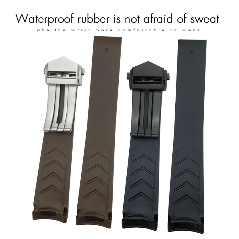 Natural rubber and silicone watch strap, 20mm 22mm, suitable for Tag Heuer CARRERA AQUARACER 300, Diving strap, black and brown