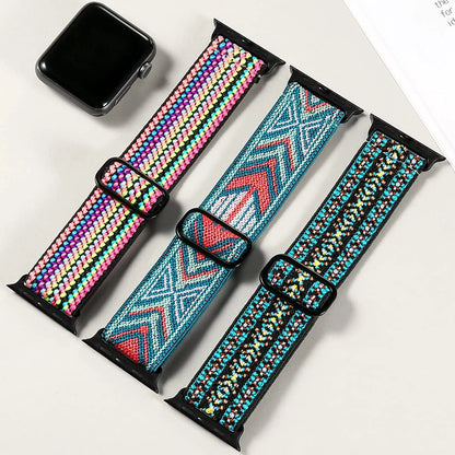 Lot de 3 bracelets élastiques en nylon pour Apple Watch Series 10/11 42mm 46mm, boucle sportive extensible en nylon pour iWatch Series 10 9 8 7 6 5 4