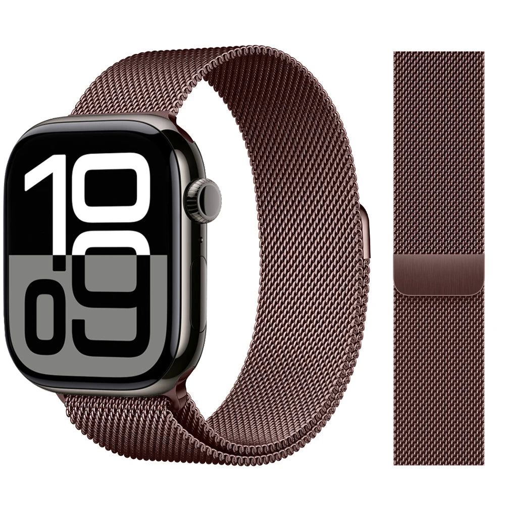 Apple Watch 米兰尼斯表带，46mm 44mm 45mm 40mm 42mm 41mm，适配 iWatch 系列 11 10 9 8 SE 7 6 Ultra 3 2