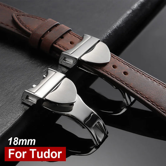 Boucle de montre en acier inoxydable 316L, fermoir de bracelet de montre de 18mm, bouton métallique de qualité supérieure pour Tudor, accessoires à bouton pliant argenté