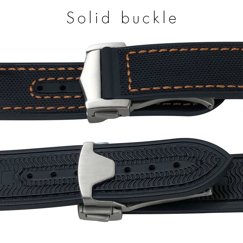 Bracelet de montre en Nylon et cuir et caoutchouc, 19mm 20mm 21mm 22mm, 21mm 22mm, adapté à Omega Seamaster Speedmaster Planet Ocean 600