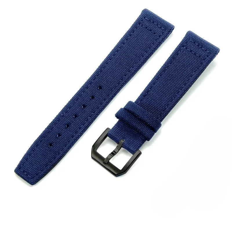 Cinturino per orologio in tela di nylon, 20 mm 21 mm 22 mm, per orologio da pilota IWC Portugal PORTOFINO, cinturino in tessuto, fibbia pieghevole, cinturino in pelle bovina