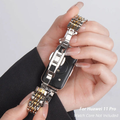 Bracelet en métal de luxe pour Huawei Band 11/11 Pro/10/9/8 NFC, bracelet fin en acier inoxydable pour femmes et hommes, bracelet de sport d'été