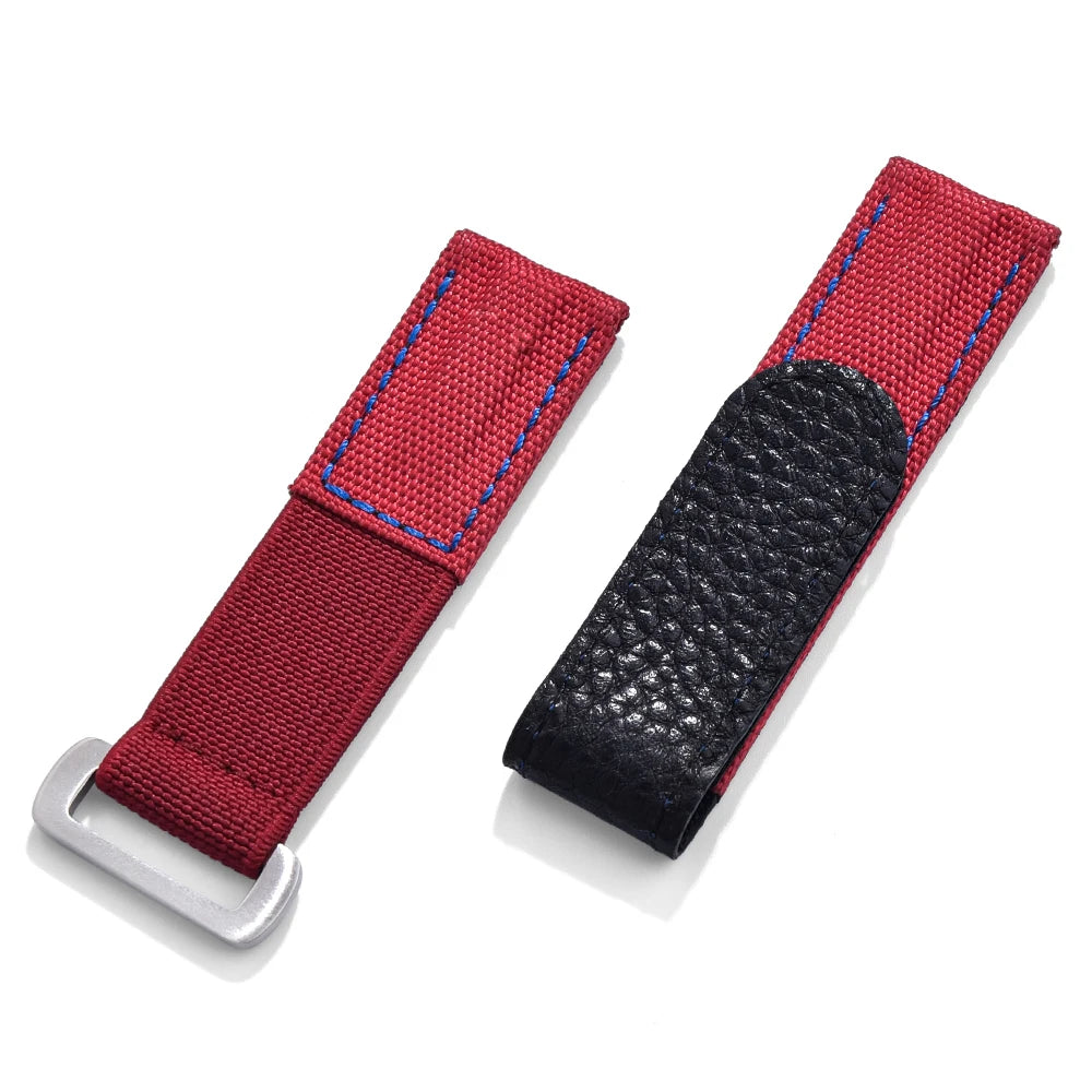 20mm Hook-and-Loop Elastic Watch Strap, High-Quality Leather and Nylon Replacement Band, Watch Accessories