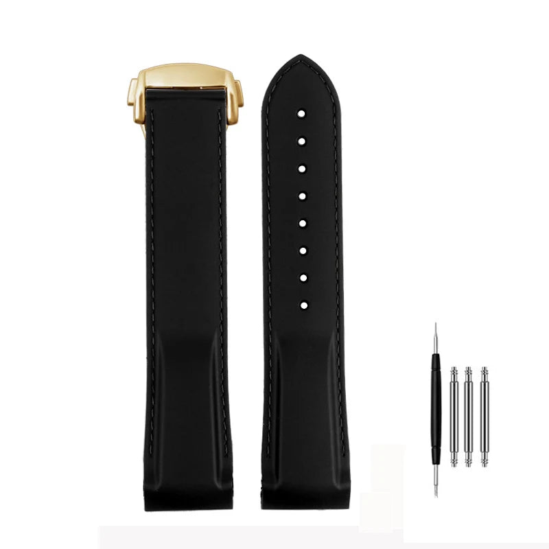 Cinturino per orologio da uomo in gomma e silicone, fibbia pieghevole, estremità curva, per Omega Seam84300 Speedmaster, 20 mm 21 mm 22 mm