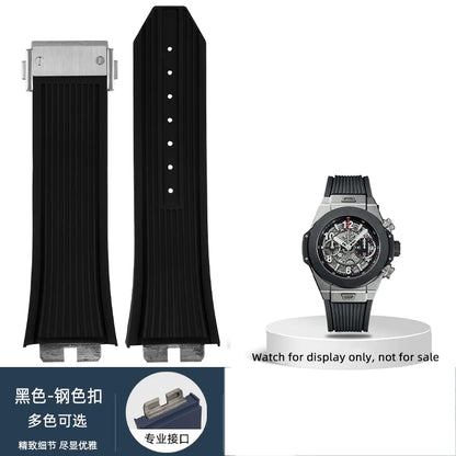 Cinturino per orologio Hublot Big Bang da uomo, cinturino in gomma fluorurata, giunto in acciaio inossidabile, a sgancio rapido, 411, 411, 421