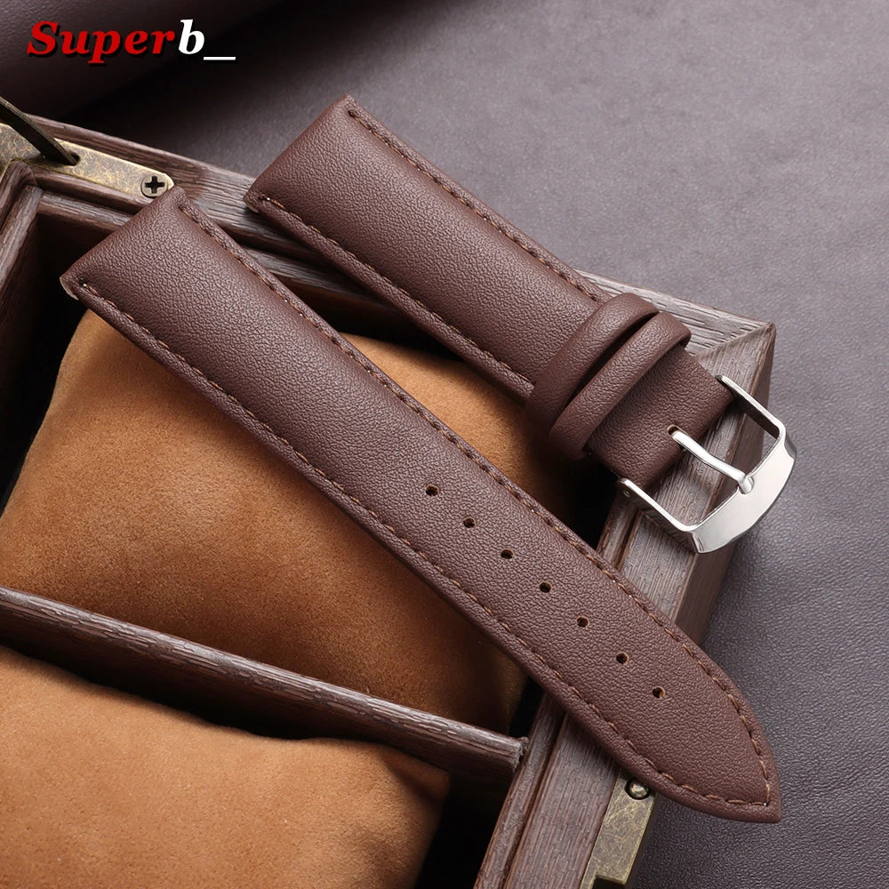 Bracelet de montre de remplacement en PU souple de 14 mm, 16 mm, 18 mm, 20 mm, 22 mm, 24 mm, bracelet de montre décontracté pour homme avec boucle en acier inoxydable