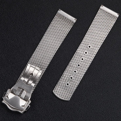 Cinturino universale in acciaio inossidabile con fibbia in acciaio, 20 mm, per bracciale Omega Seamaster Diver 300, cinturino a maglia milanese, Tudor Breitling