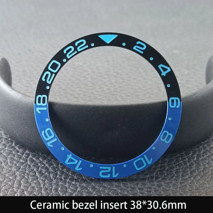 38mm x 30.6mm Sloped Ceramic Bezel GMT and Diving Watch Insert for 40mm Men's Watch Replacement Watch Bezel Inserts