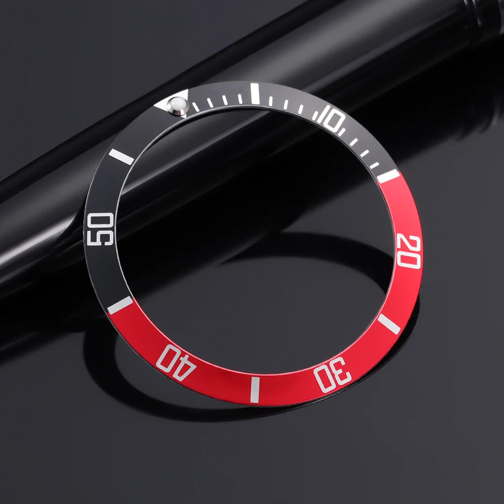 Flat Aluminum Watch Bezel Insert 37.5mm * 30.5mm, Fashion Style, for Rolex GMT Diving Watch Case, Seiko Movement Compatible, Men's/Women's Watch Part