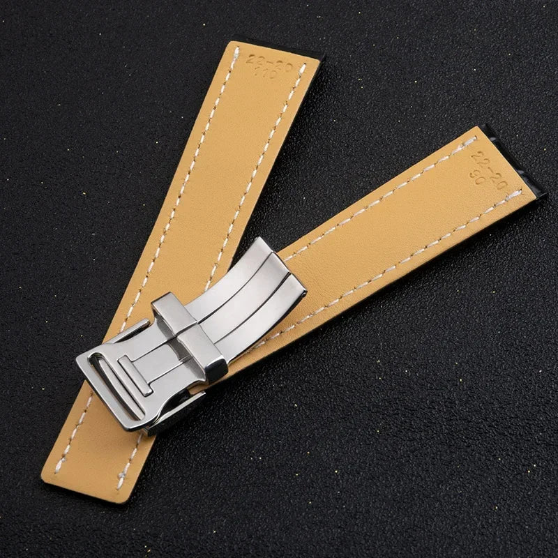 Cinturino universale in morbida pelle di vitello, per Breitling, 22mm 24mm, Avenger/Navitimer Premier, fibbia deployante in acciaio