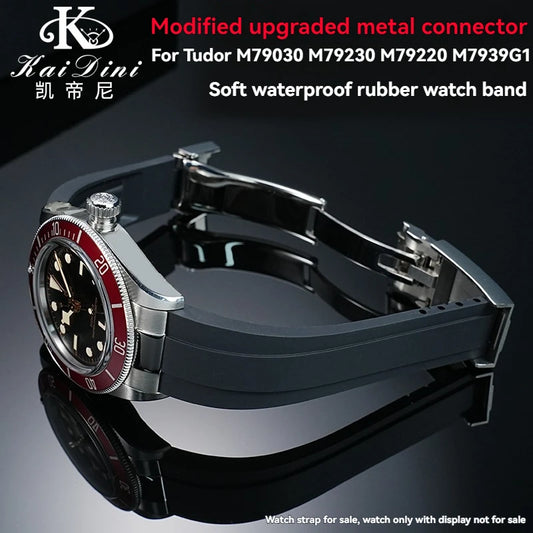 Lien d'extrémité incurvée 20/21/22mm adapté au bracelet TUDOR M79360 M79363, accessoires de bracelet de montre en caoutchouc avec connexion en acier inoxydable