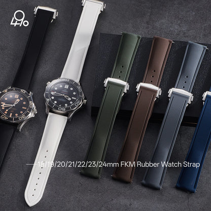 Bracelet universel à dégagement rapide, 20mm 21/22mm, 18/19mm/23mm/24mm, FKM, en caoutchouc, pour Omega Rolex Tissot Seiko