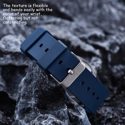 Premium quality smooth flat FKM rubber watch strap 16mm 18mm 20mm 22mm 24mm quick release soft rubber watch straps