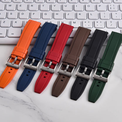 Nouveau Design bracelets de montre en caoutchouc FKM avion à extrémité droite 18mm 20mm 22mm 24mm bracelets de montre unisexe souples de plongée étanche à dégagement rapide