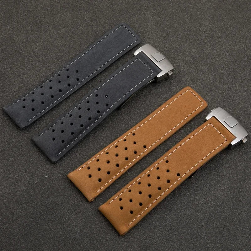 Cinturino per orologio in pelle di vacchetta morbida e satinata, 20/22/24mm, per cinturino TAG HEUER CARERA AQUARACER Monaco F1, fibbia pieghevole in acciaio