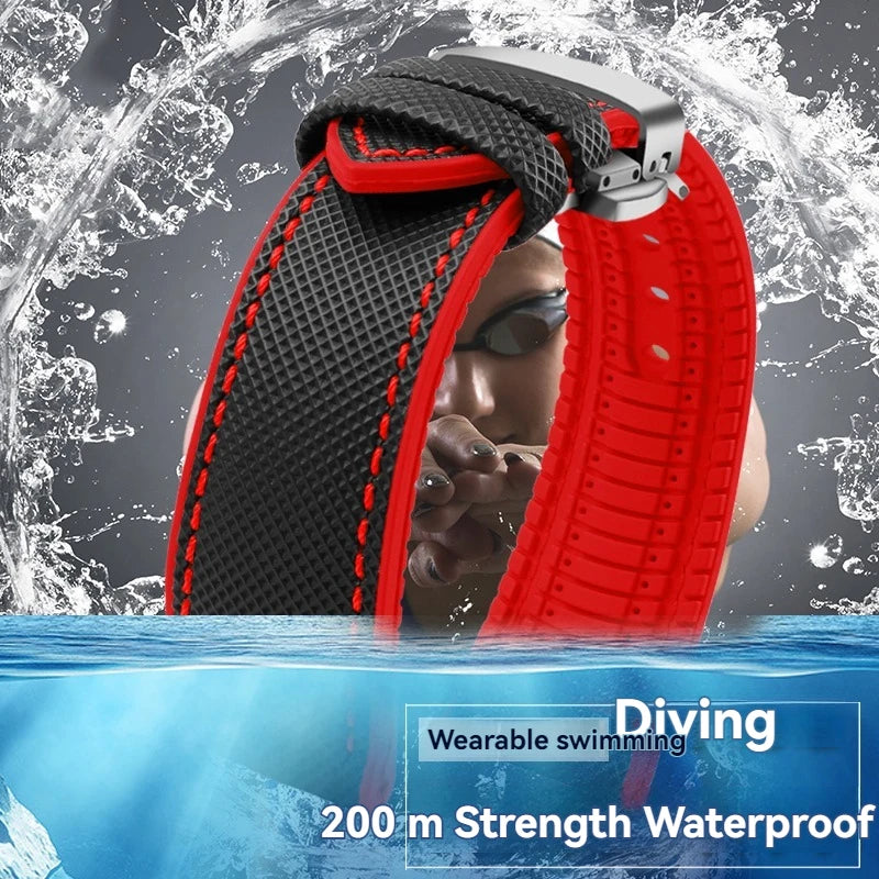 Cinturino per orologio in gomma e nylon per Casio PROTREK PRG-600YB PRG-650 PRW-6600 - Cinturino sportivo in tela e silicone da 24 mm