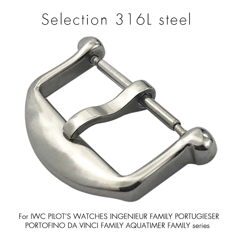 Structure de déploiement en acier inoxydable SION L, bracelet de montre en cuir, fermoir pliant, or rose, caoutchouc, marque pilote IWC, portugais, 18mm