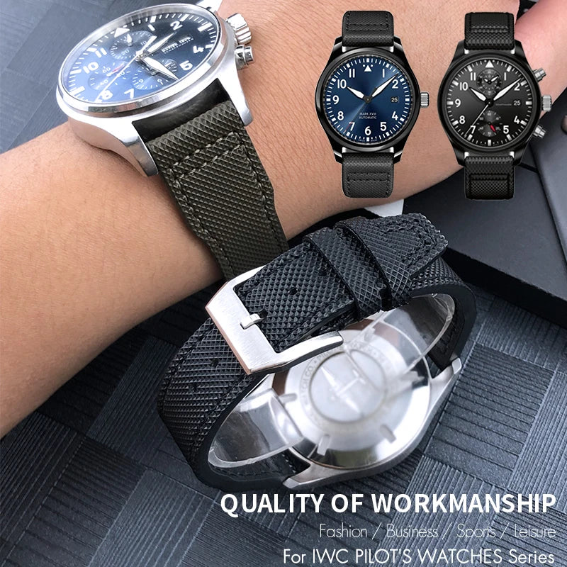 Bracelet de montre en cuir de veau pour homme, bracelet de montre en nylon, bleu, adapté pour Portofino IWC, TOP GUN, Big Pilot SPITFIRE Mark 18, 20mm, 21mm, nouveau