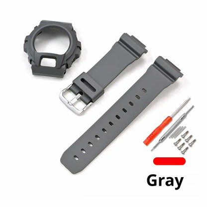 Cinturino sportivo in resina TPU per Casio G-SHOCK DW-6900 DW-6600 DW-3230, cinturino in gomma impermeabile da uomo, kit di ricambio con custodia protettiva