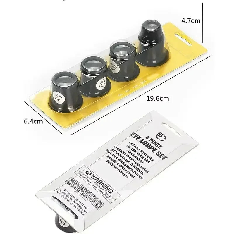 Outil de réparation de montre réparation de montre 5 à 20 fois loupe lunettes lunettes montre réparation loupe ensemble 4 pièces