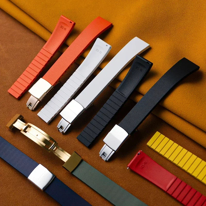 Nuovo design CTS Cinturino per orologio in gomma fluorocarbonica da 18 mm, 20 mm, 22 mm, 21 mm con fibbia a farfalla a sgancio rapido, cinturino in FKM da tagliare su misura