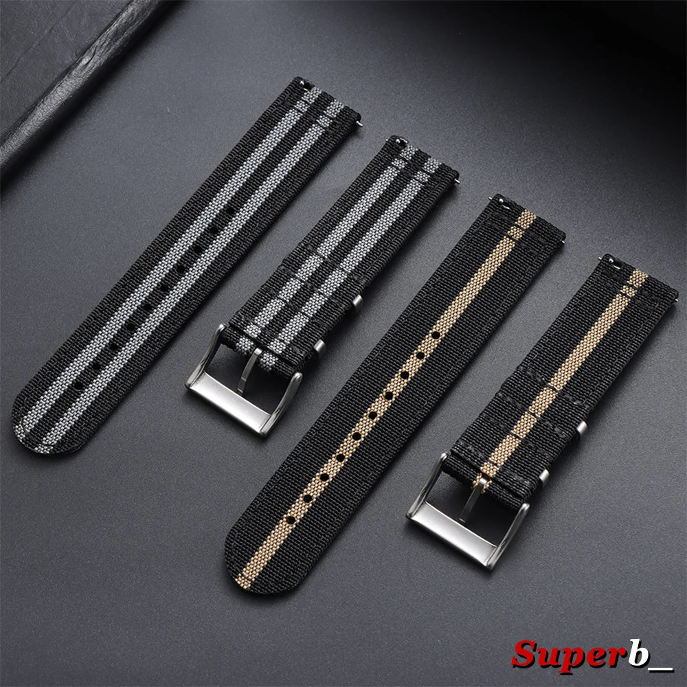 Bracelet en nylon côtelé 20 mm 22 mm pour Tudor pour Omega, bracelet de montre en toile tissée pour homme, noir, militaire, sport, à libération rapide