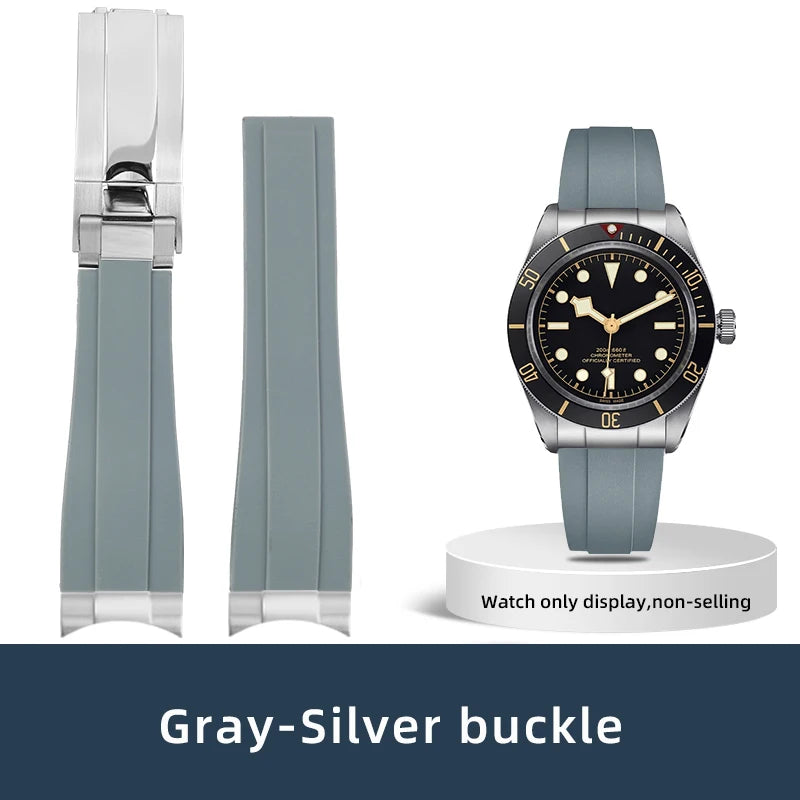 Lien d'extrémité incurvée 20/21/22mm adapté au bracelet TUDOR M79360 M79363, accessoires de bracelet de montre en caoutchouc avec connexion en acier inoxydable