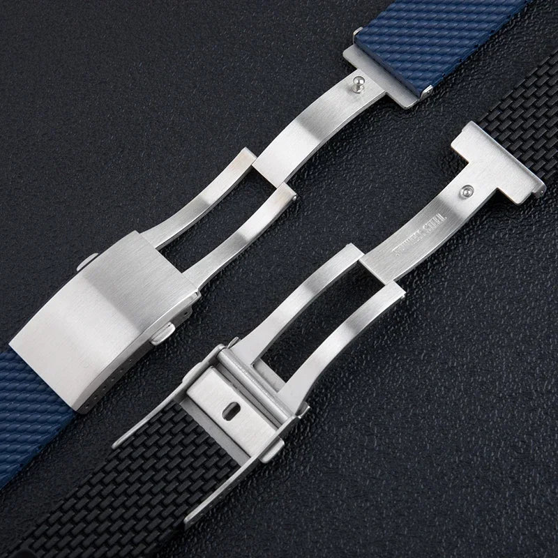 Braided Soft Rubber Watch Strap, 22mm 24mm, for Breitling, Superocean HeritageAvenge Challenger, Strap for Tudor/Huwei