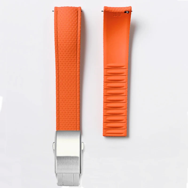 Bracelet de montre en caoutchouc fluoré FKM 18/19/20/21/22/24 mm avec boucle déployante universelle pour hommes, bracelet de remplacement CTS pour Seiko et Omega
