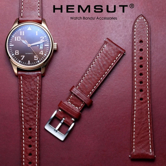 HEMSUT italie véritable peau de vache bracelet de montre pour hommes Vintage enveloppement souple à la main en cuir bracelets de poignet à dégagement rapide 22mm18mm20mm