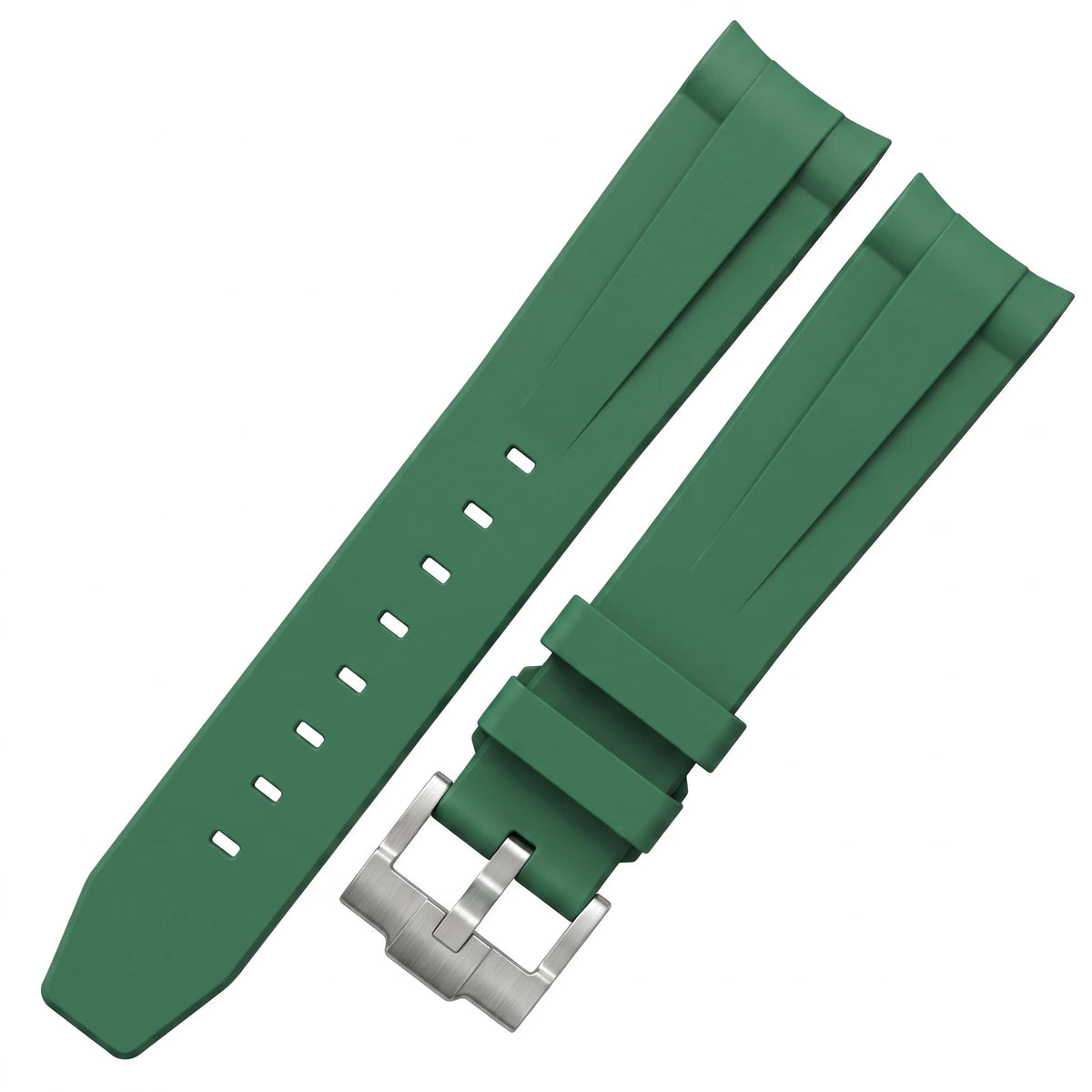 Bracelet de montre en caoutchouc, Silicone souple à extrémité incurvée de 20mm, noir, vert, bleu, pour la plongée