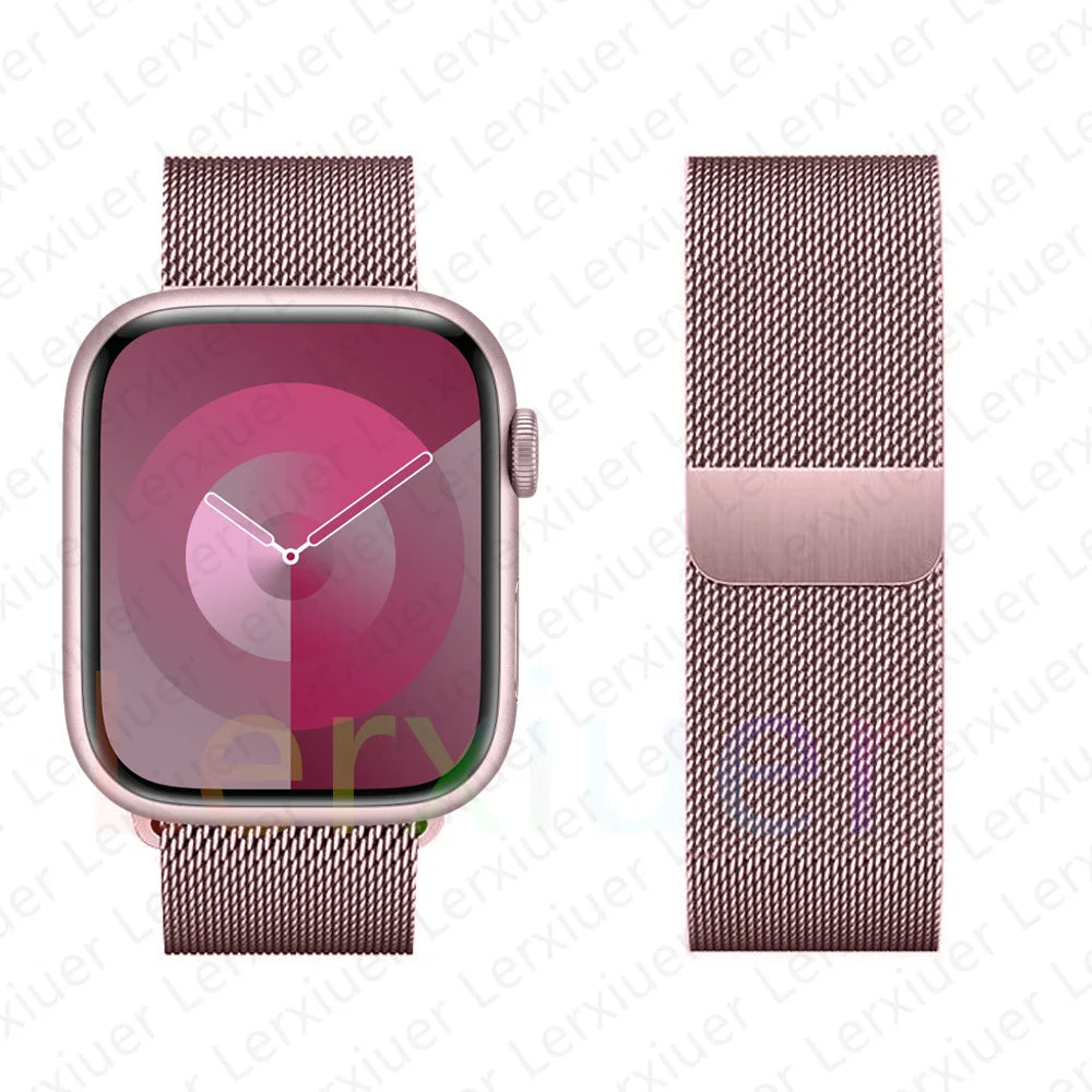 Boucle milanaise pour Bracelet de montre Apple 46mm 44mm 45mm 40mm 42mm 41mm 38mm 49mm Bracelet iWatch série 10 Ultra 2 9 8 SE 7 6 5 bandes