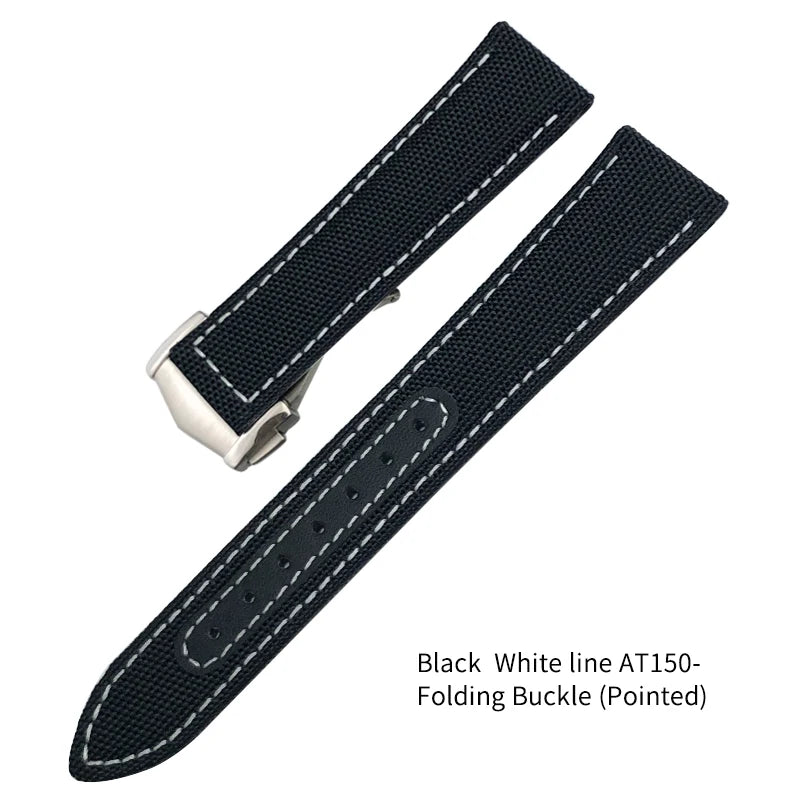 Canvas and Leather Watch Strap, 20mm, 22mm, 19mm, 21mm, for Omega Watch, Seamaster, Diver 300 Moon, AT150 AQUA TERRA, Nylon Bracelet Tools