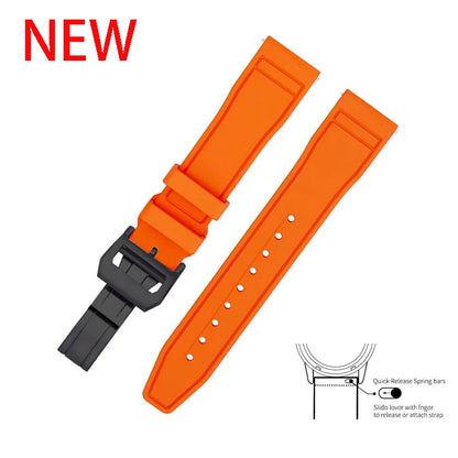 20mm 21mm 22mm Premium FKM Fluoro Rubber Watch Straps FPM Butterfly Buckle Quick Release Watch Bands for I-WC Watch Bands