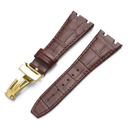 Soft Cowhide Leather Watch Strap for Audemars Piguet Royal Oak Offshore AP 15400 15703, Sweat Resistant, for Men and Women, Folding Buckle