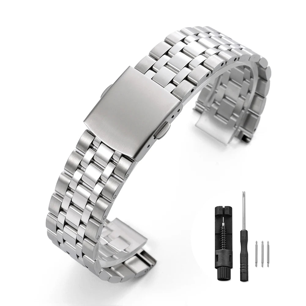 Bracelet de montre de luxe en acier inoxydable massif, 20mm 22mm, pour Tudor pour Omega, en métal, pour hommes et femmes, Bracelet universel en or