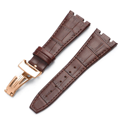 Soft Cowhide Leather Watch Strap for Audemars Piguet Royal Oak Offshore AP 15400 15703, Sweat Resistant, for Men and Women, Folding Buckle