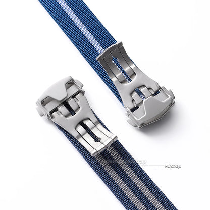 Bracelet en Nylon nervuré de 20mm pour Omega pour Swatch pour Moonswatch, boucle pliante en acier inoxydable, bracelet de montre de remplacement pour hommes et femmes
