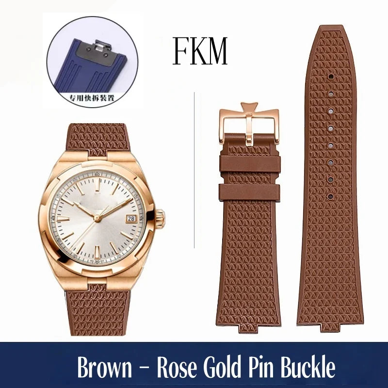 Bracelet de montre en caoutchouc Fluoros FKM à dégagement rapide, pour bracelet Vacheron VC Overseas 4300V 4500V 5500V 7900V, 24x7mm