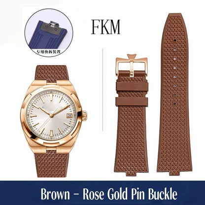 Bracelet de montre en caoutchouc Fluoros FKM à dégagement rapide, pour bracelet Vacheron VC Overseas 4300V 4500V 5500V 7900V, 24x7mm